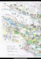 Antti Tynin 1.5.1986 muistinvaraisesti piirtämä kartta Vahvialan  6. koulupiiristä, johon kuului osia Nurmin, Kintereen ja Järvenpään kylistä. (Outi Piekäinen)